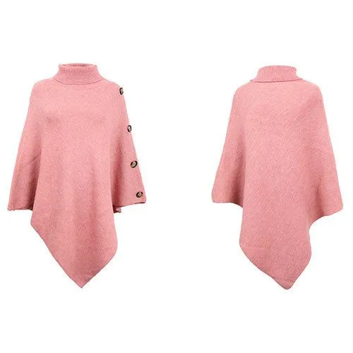Poncho Roulé Boutons Col