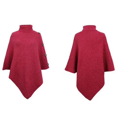 Poncho Roulé Boutons Col