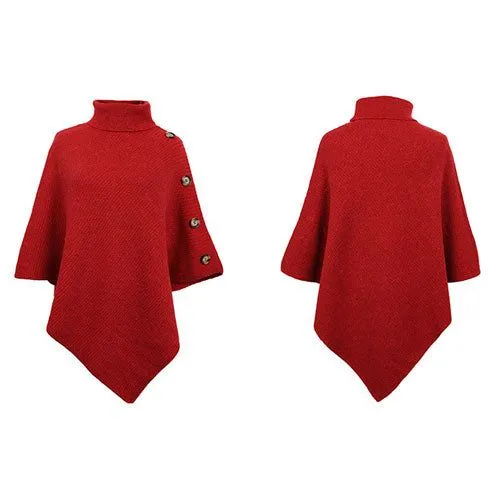 Poncho Roulé Boutons Col
