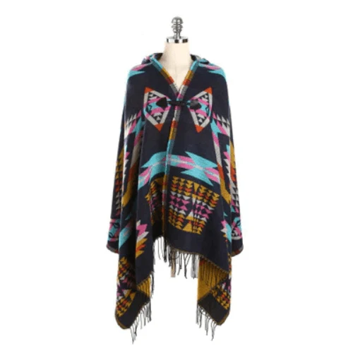 Poncho Fin-Capuche Femme