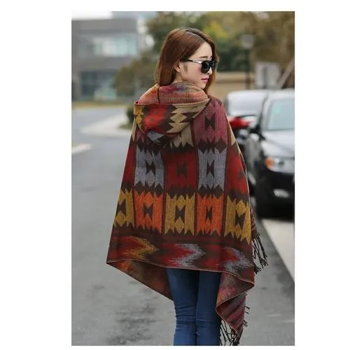 Poncho Fin-Capuche Femme
