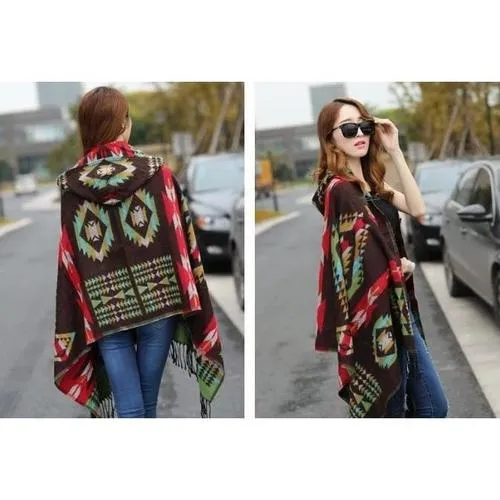 Poncho Fin-Capuche Femme