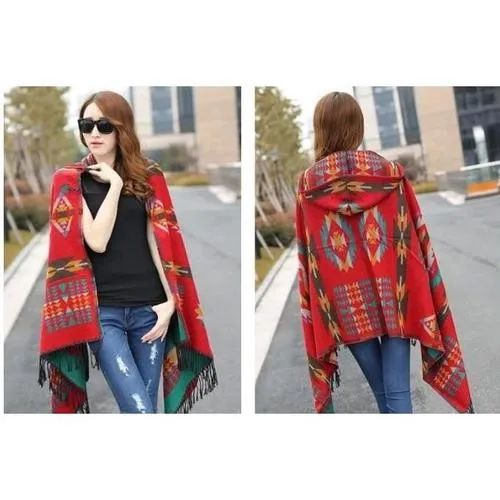 Poncho Fin-Capuche Femme