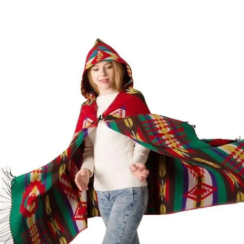 Poncho Fin-Capuche Femme