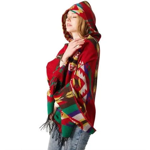 Poncho Fin-Capuche Femme