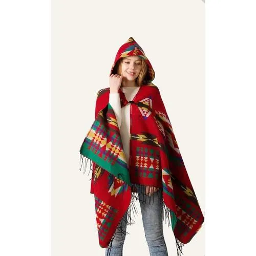 Poncho Fin-Capuche Femme