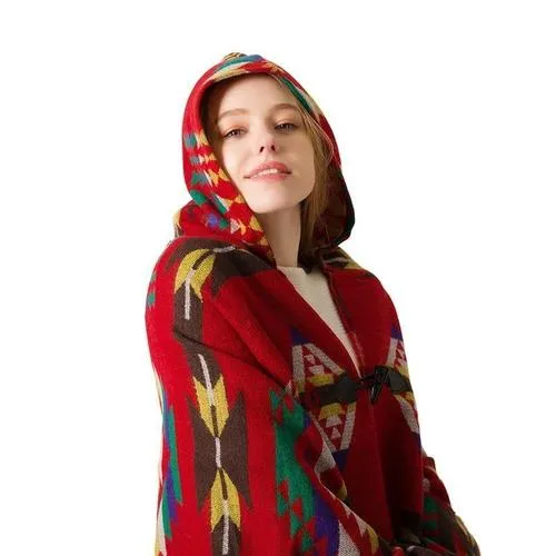 Poncho Fin-Capuche Femme
