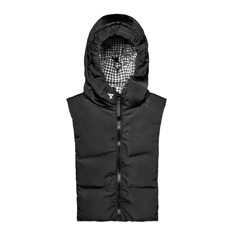 Duo capuche Fudoon vichy noir et blanc + moufles noir