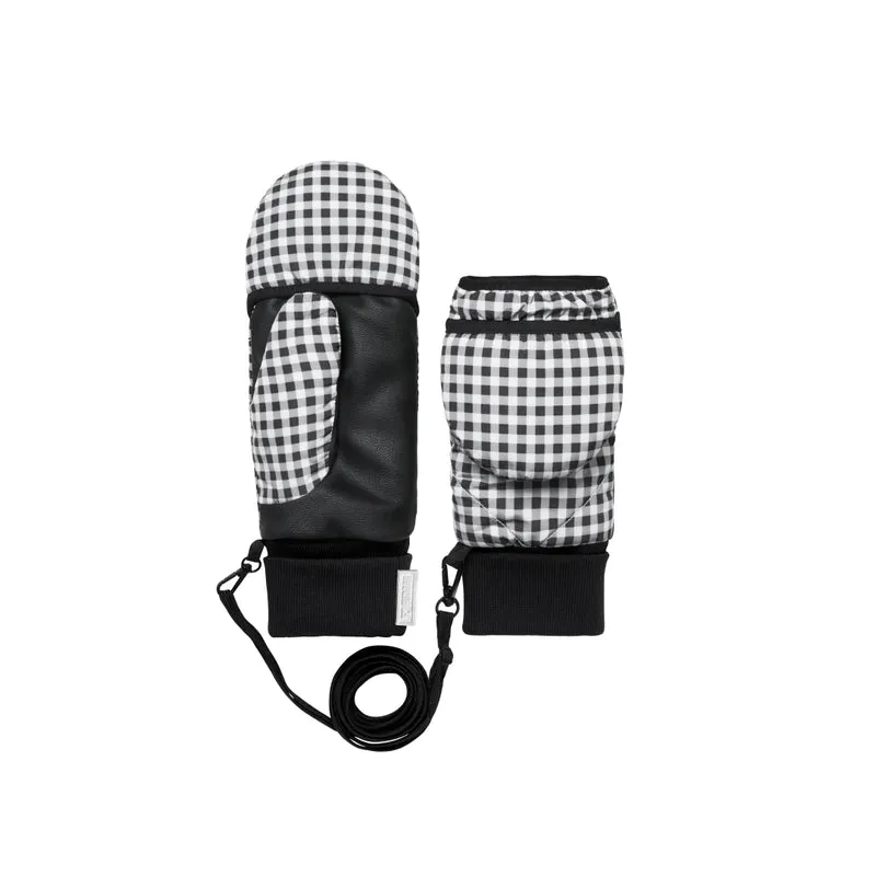 Duo capuche Fudoon + moufles vichy noir et blanc