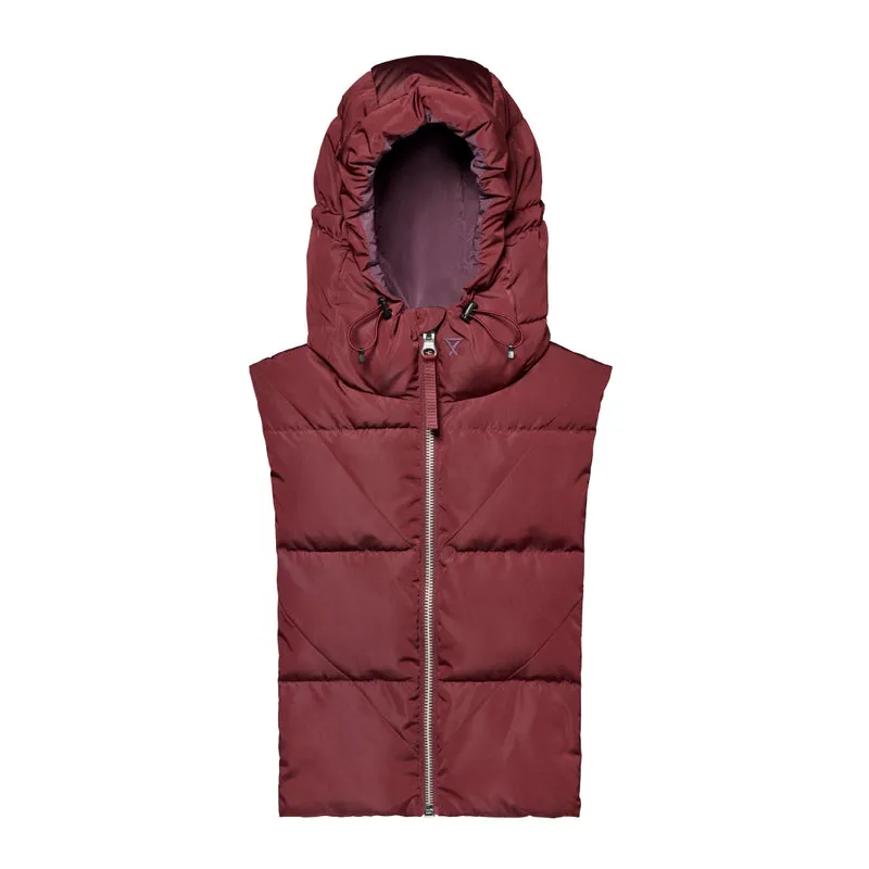 Capuche doudoune grenat et prune