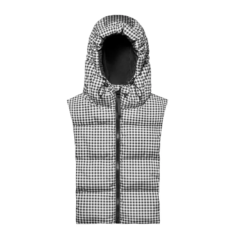Capuche doudoune vichy noir et blanc