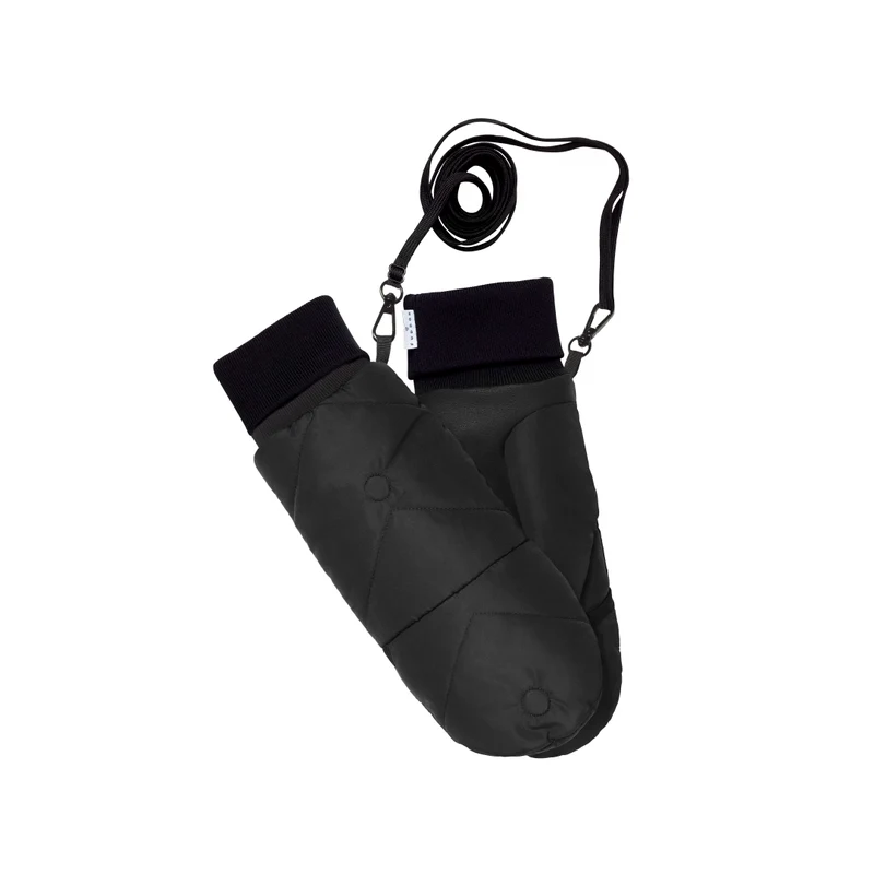Moufles convertibles mitaines noir mat