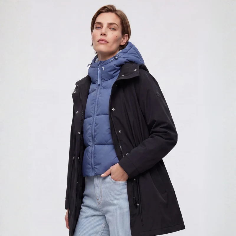 Capuche doudoune bleu et bleu glacier