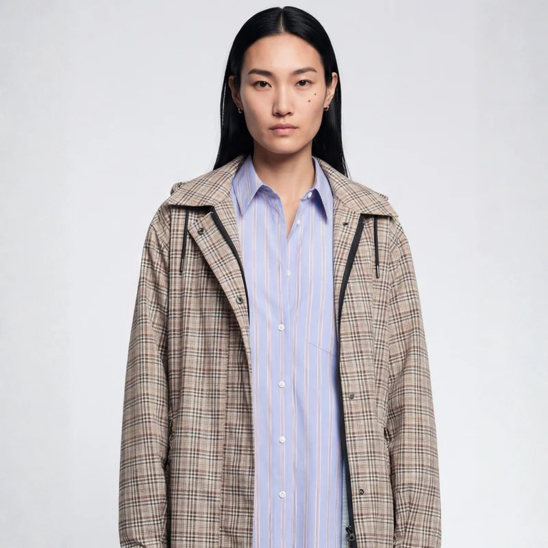 Trench-coat imperméable carreaux beige