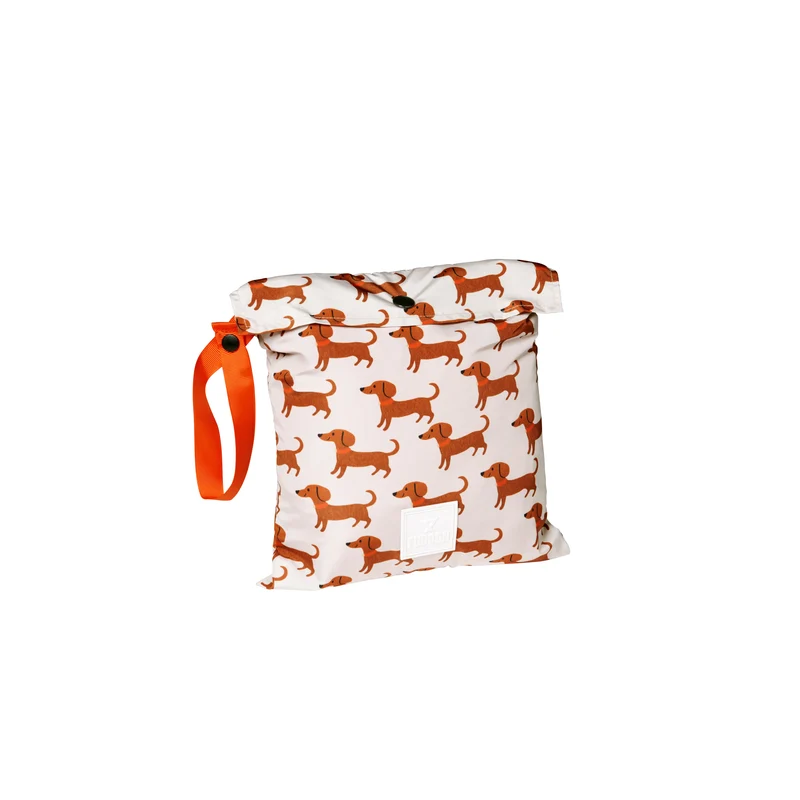 Capuche doudoune enfant motif teckel beige et orange