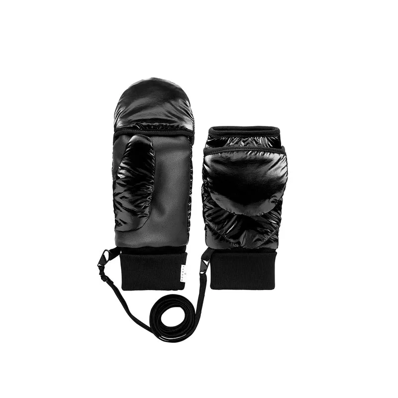 Moufles convertibles mitaines noir vinyle