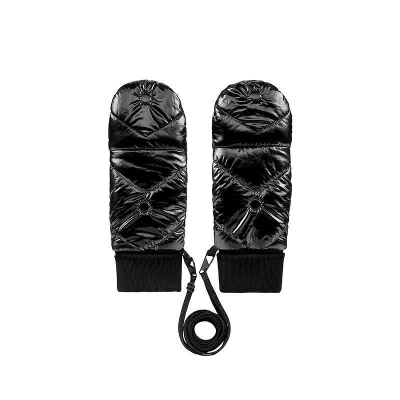 Moufles convertibles mitaines noir vinyle