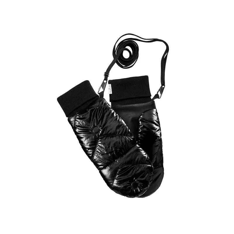 Moufles convertibles mitaines noir vinyle