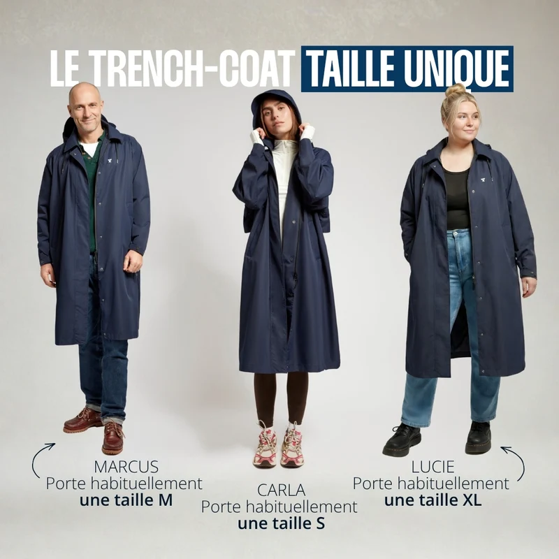 Trench-coat imperméable bleu marine