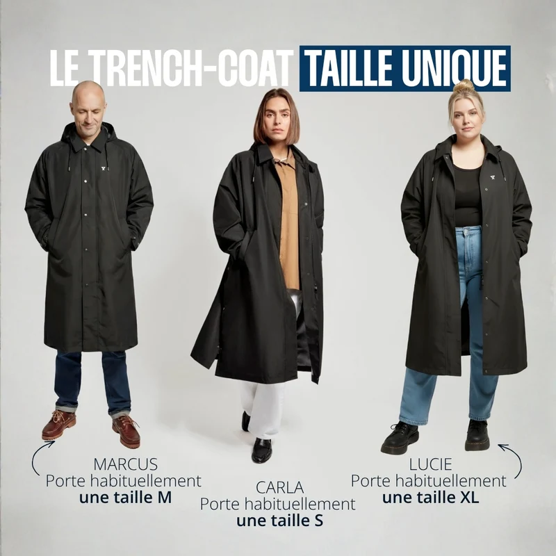 Trench-coat imperméable noir