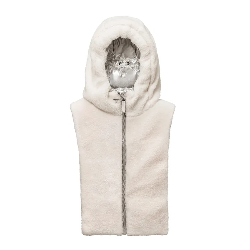 Capuche doudoune argent réversible sherpa