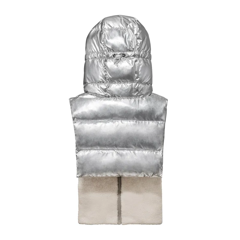Capuche doudoune argent réversible sherpa