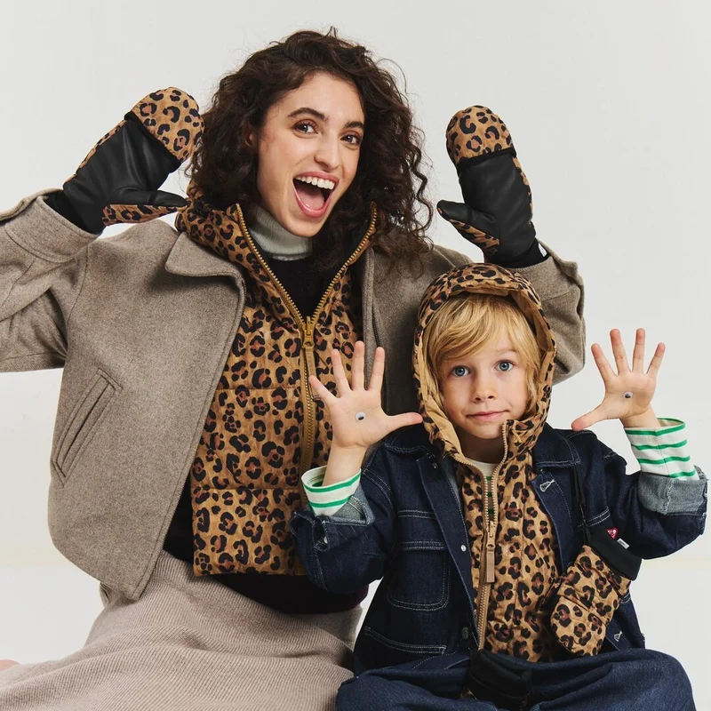 Duo capuches Fudoon Mini-Me adulte + enfant léopard
