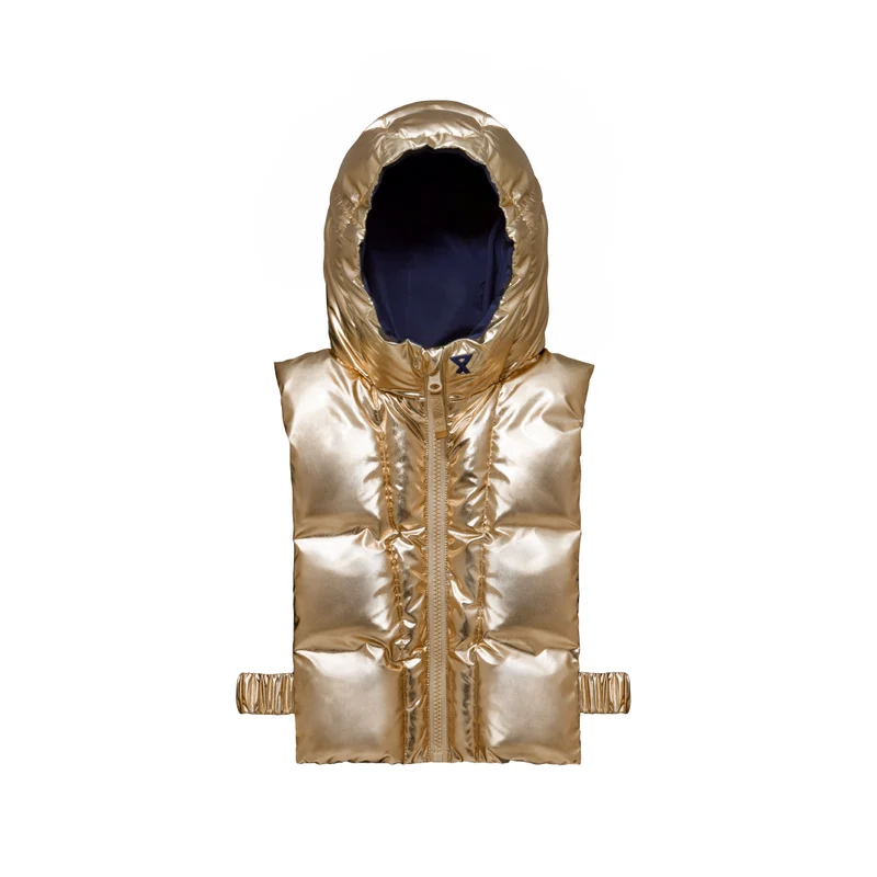 Capuche doudoune enfant dorée et bleu marine