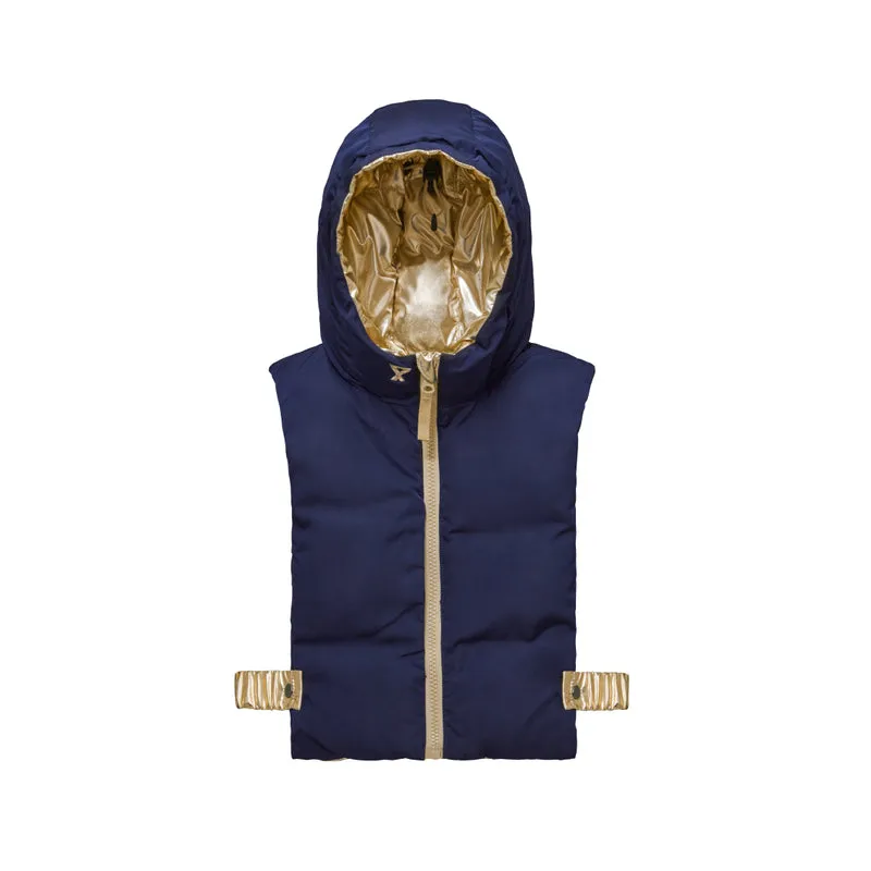 Capuche doudoune enfant dorée et bleu marine