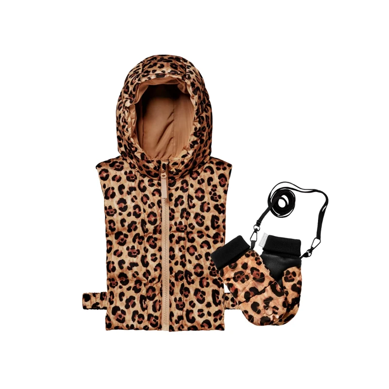 Duo enfant capuche Fudoon + moufles léopard