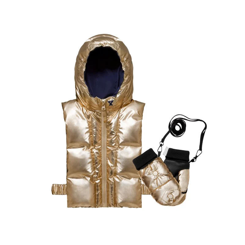 Duo enfant capuche Fudoon + moufles dorées