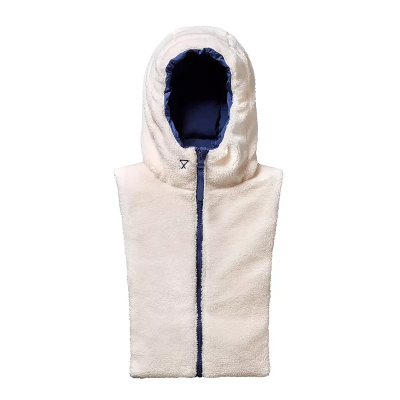 Capuche doudoune bleu marine et sherpa écru
