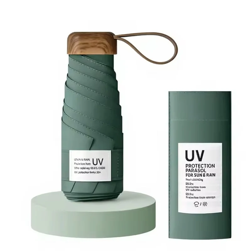 UW UPF 50+ Stylish Travel Umbrella - Compact Flat | Pocket Size 17cm | Sun & Rain | 199g