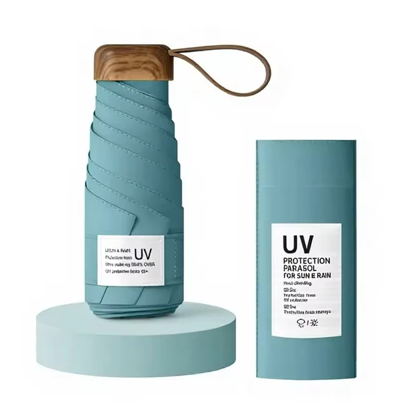 UW UPF 50+ Stylish Travel Umbrella - Compact Flat | Pocket Size 17cm | Sun & Rain | 199g