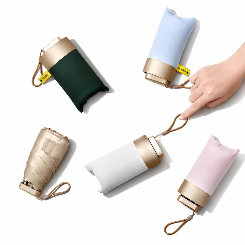 UPF 50+ Gold Reflective Compact Travel Umbrella | Heat-Reflecting Outer | 93cm Canopy | 245g
