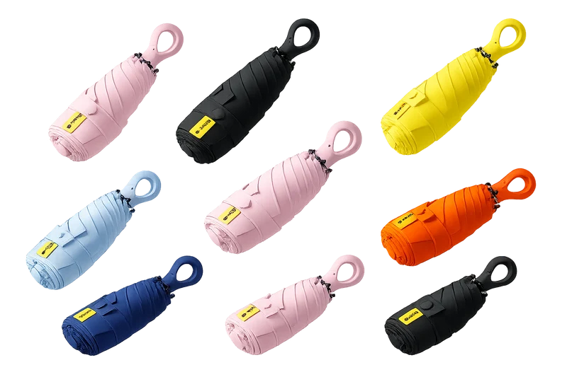 New UPF 50+ Compact Travel Umbrella - Carabiner Hook | Sun & Rain Protection | 93cm Canopy | 225g