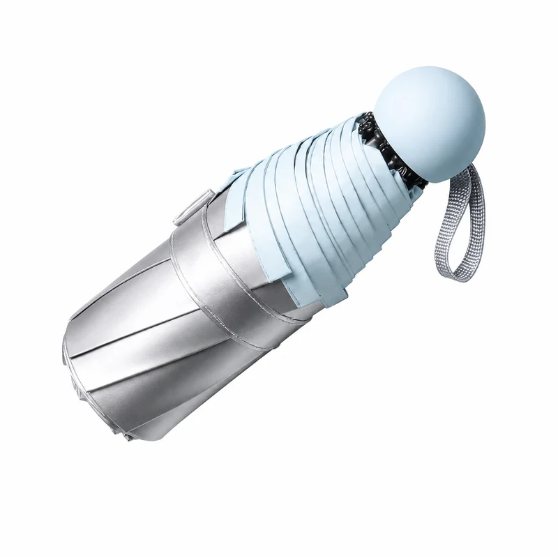UW UPF 50+ Silver Reflective Compact Travel Umbrella | Heat-Reflecting Outer | 93cm Canopy | 315g