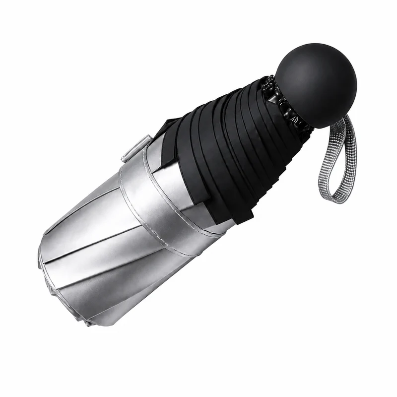 UW UPF 50+ Silver Reflective Compact Travel Umbrella | Heat-Reflecting Outer | 93cm Canopy | 315g