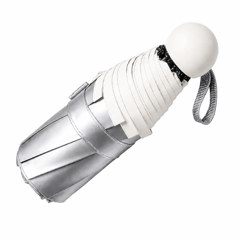 UW UPF 50+ Silver Reflective Compact Travel Umbrella | Heat-Reflecting Outer | 93cm Canopy | 315g