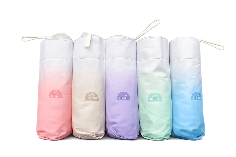 UW UPF 50+ Mini Compact Travel Umbrella - Two Tone | Pocket Size 17cm | Sun & Rain | 230g