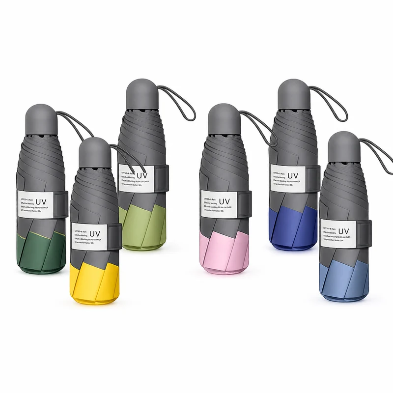 UW UPF 50+ Stylish Compact Travel Umbrella - Two Tone | Pocket Size 17cm | Sun & Rain | 230g