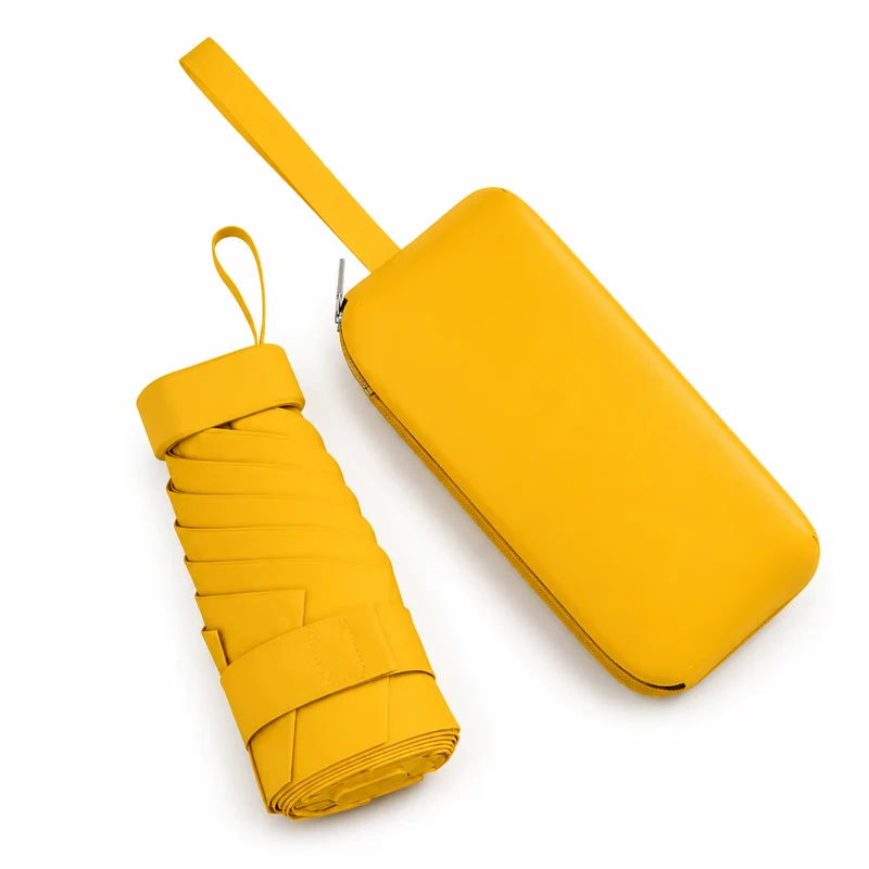 Cased UPF 50+ Compact Mini Flat Travel Umbrella | Strap Case | 93cm Canopy | Just 212g