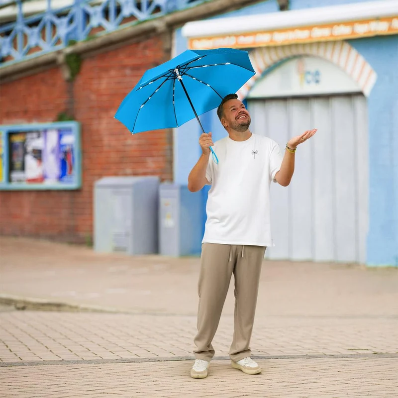 AOC FARE Whiteline Folding Umbrella | 9 Colours | Auto Open | 98cm Canopy | Custom Print