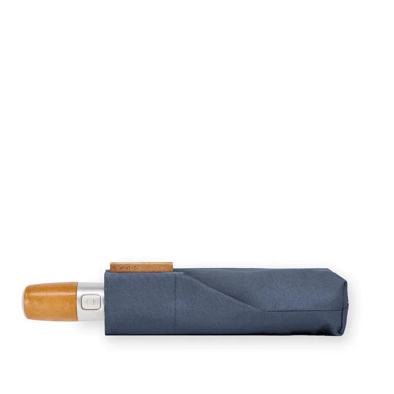 Senz Deluxe AOC Folding Storm Umbrella | Windproof to 100km/h | UPF 50+ | Leather Trim