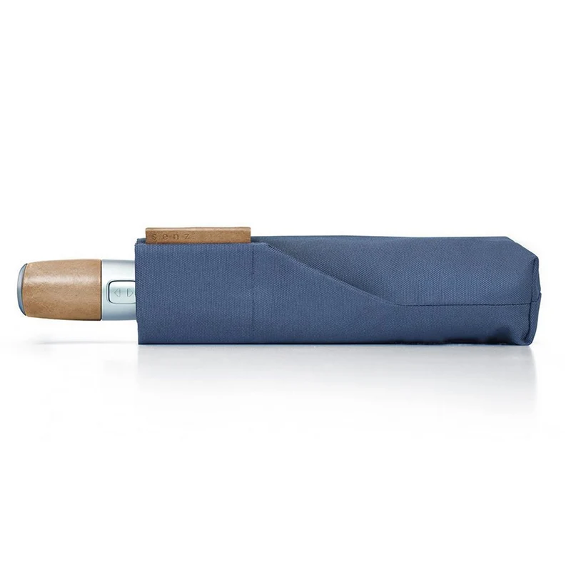 Senz Deluxe AOC Folding Storm Umbrella | Windproof to 100km/h | UPF 50+ | Leather Trim