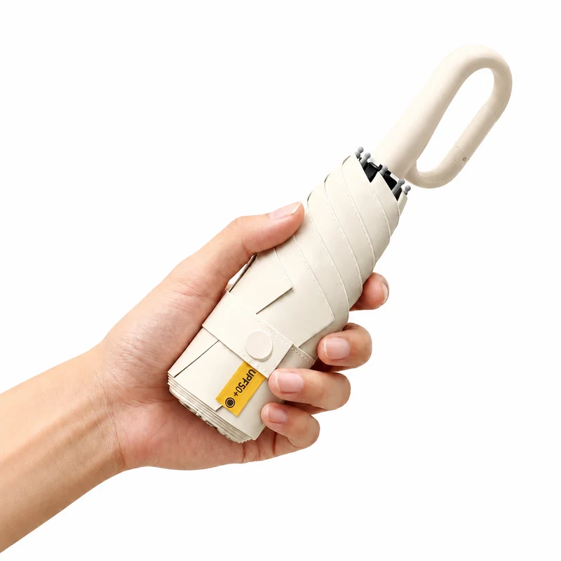UPF 50+ Compact Travel Umbrella - Large Carabiner Hook | Sun & Rain Protection | 93cm Canopy | 217g