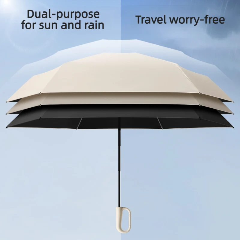 UPF 50+ Compact Travel Umbrella - Large Carabiner Hook | Sun & Rain Protection | 93cm Canopy | 217g