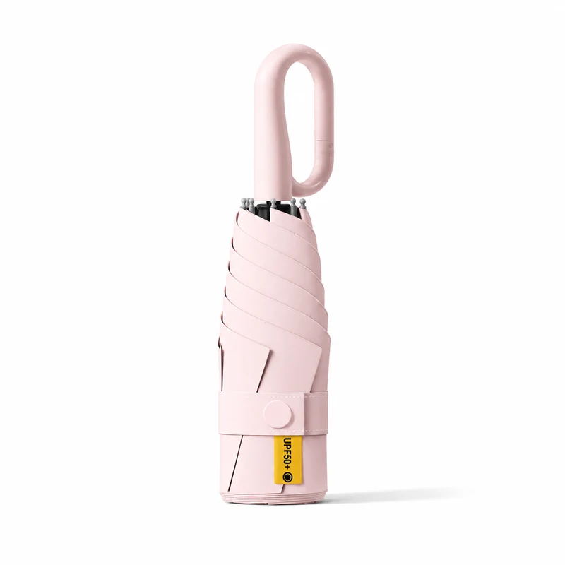 UPF 50+ Compact Travel Umbrella - Large Carabiner Hook | Sun & Rain Protection | 93cm Canopy | 217g