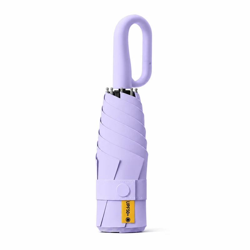 UPF 50+ Compact Travel Umbrella - Large Carabiner Hook | Sun & Rain Protection | 93cm Canopy | 217g