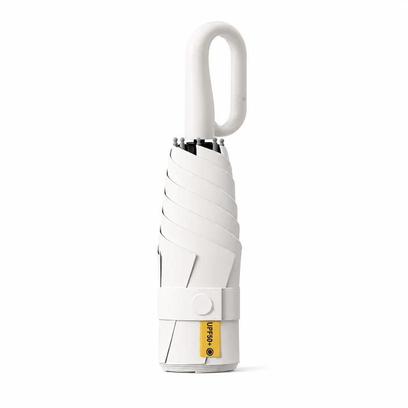 UPF 50+ Compact Travel Umbrella - Large Carabiner Hook | Sun & Rain Protection | 93cm Canopy | 217g